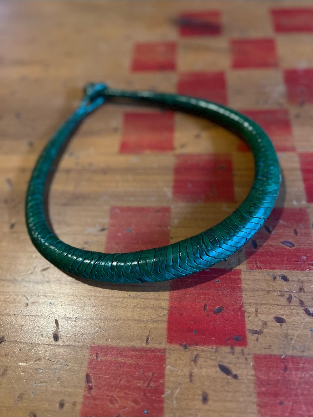 Green Woven Leather Collar Necklace